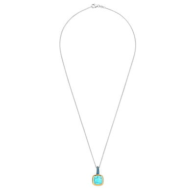 Ti Sento Gold and Silver Turquoise Pendant Necklace