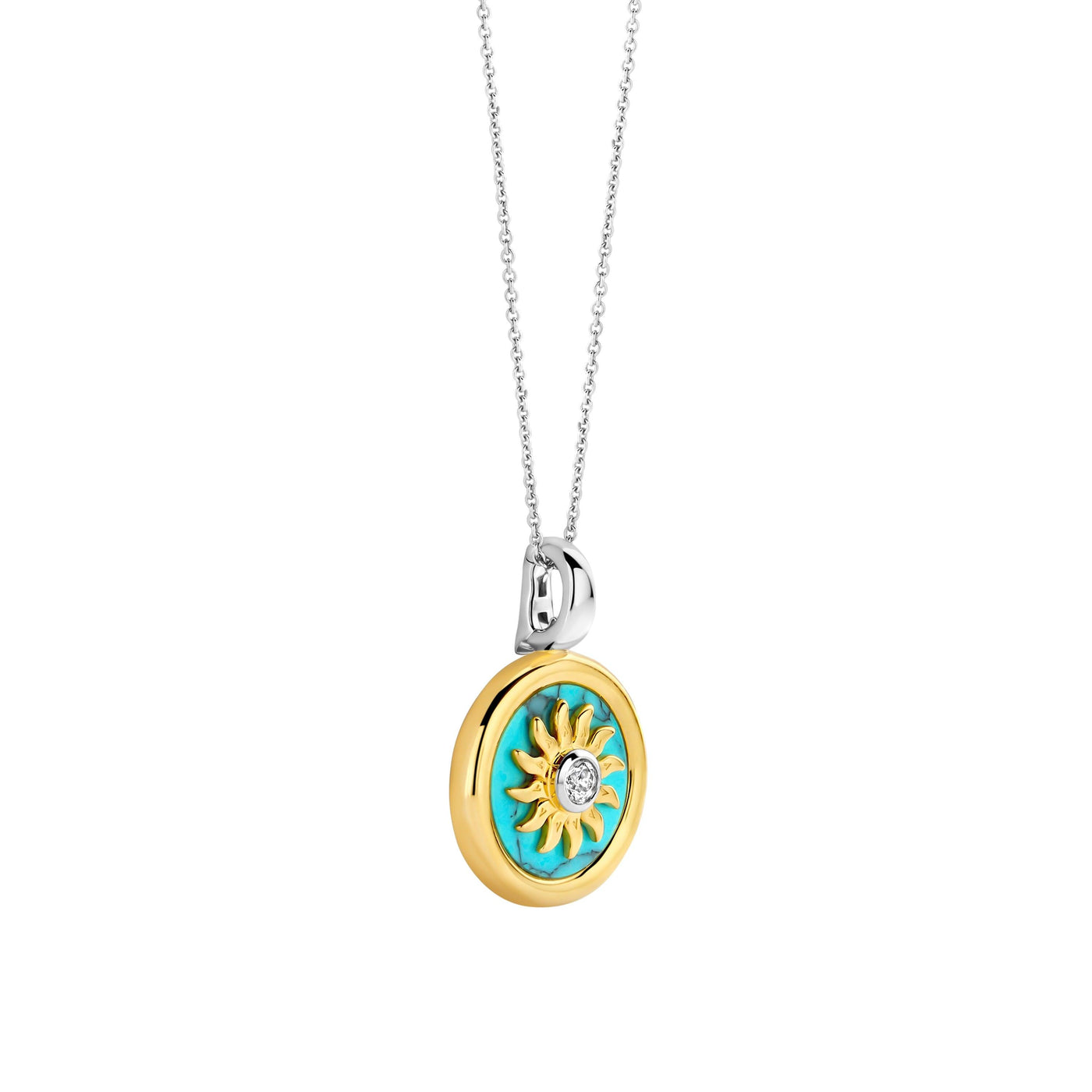 Ti Sento Gold Turquoise Sun Pendant Necklace - Rococo Jewellery