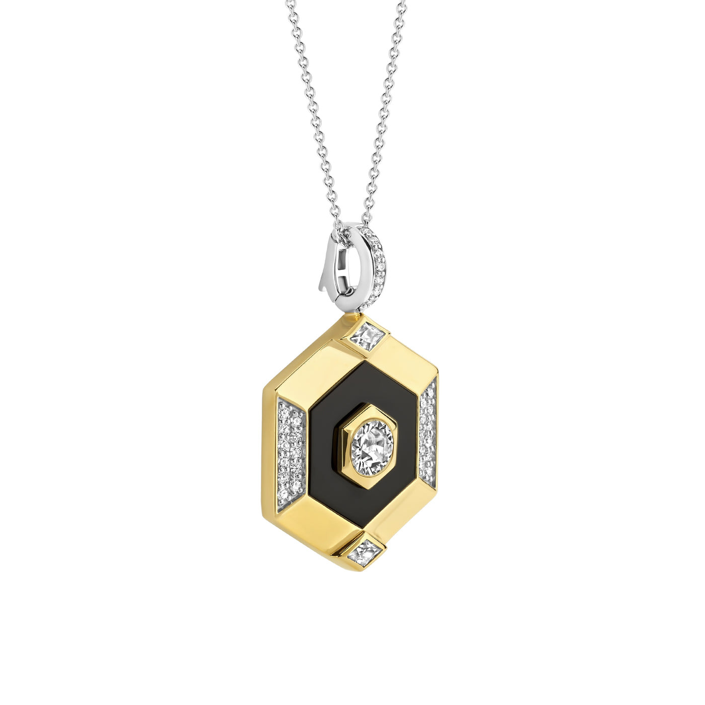 Ti Sento Gold Vermeil Zirconia Hexagon Pendant Necklace