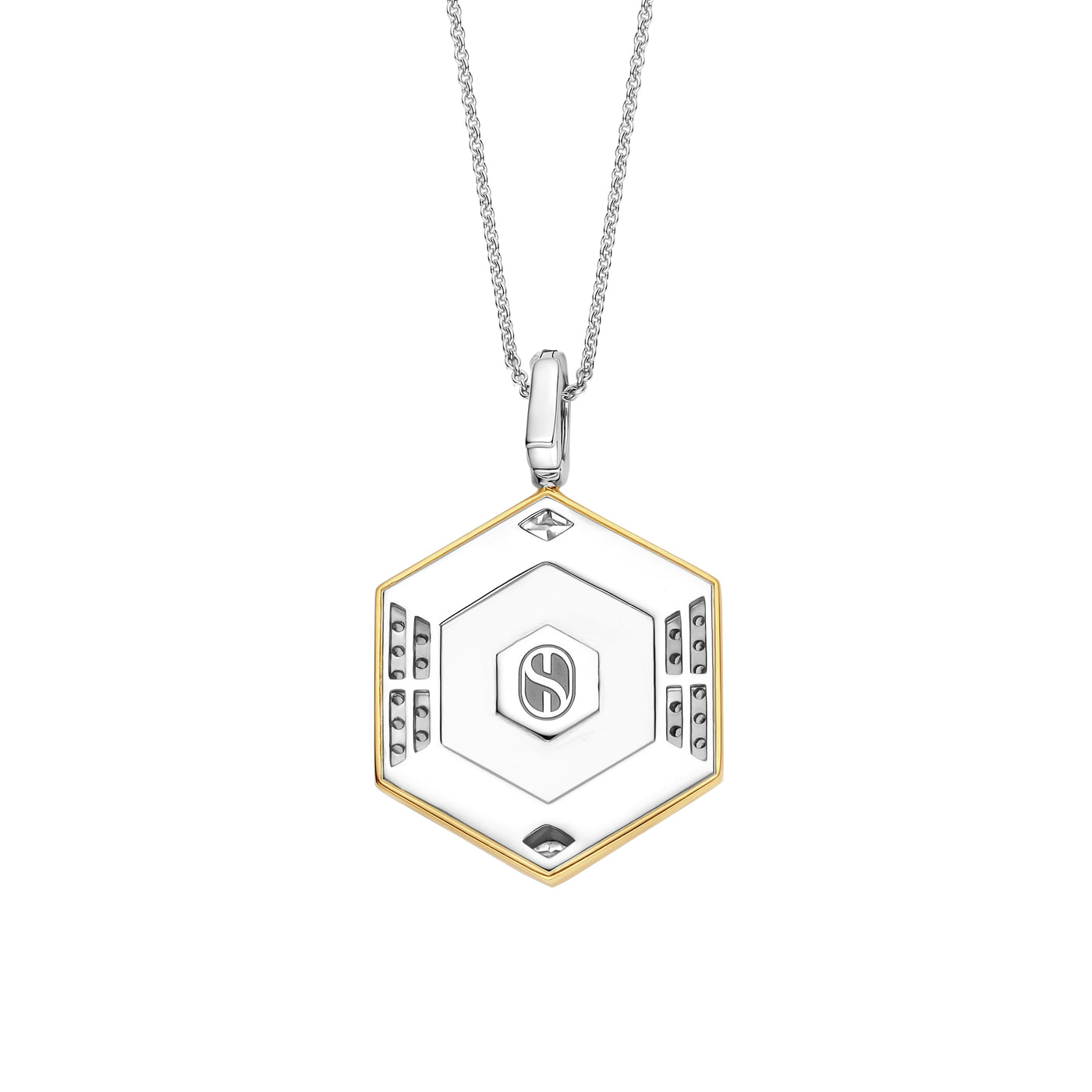 Ti Sento Gold Vermeil Zirconia Hexagon Pendant Necklace