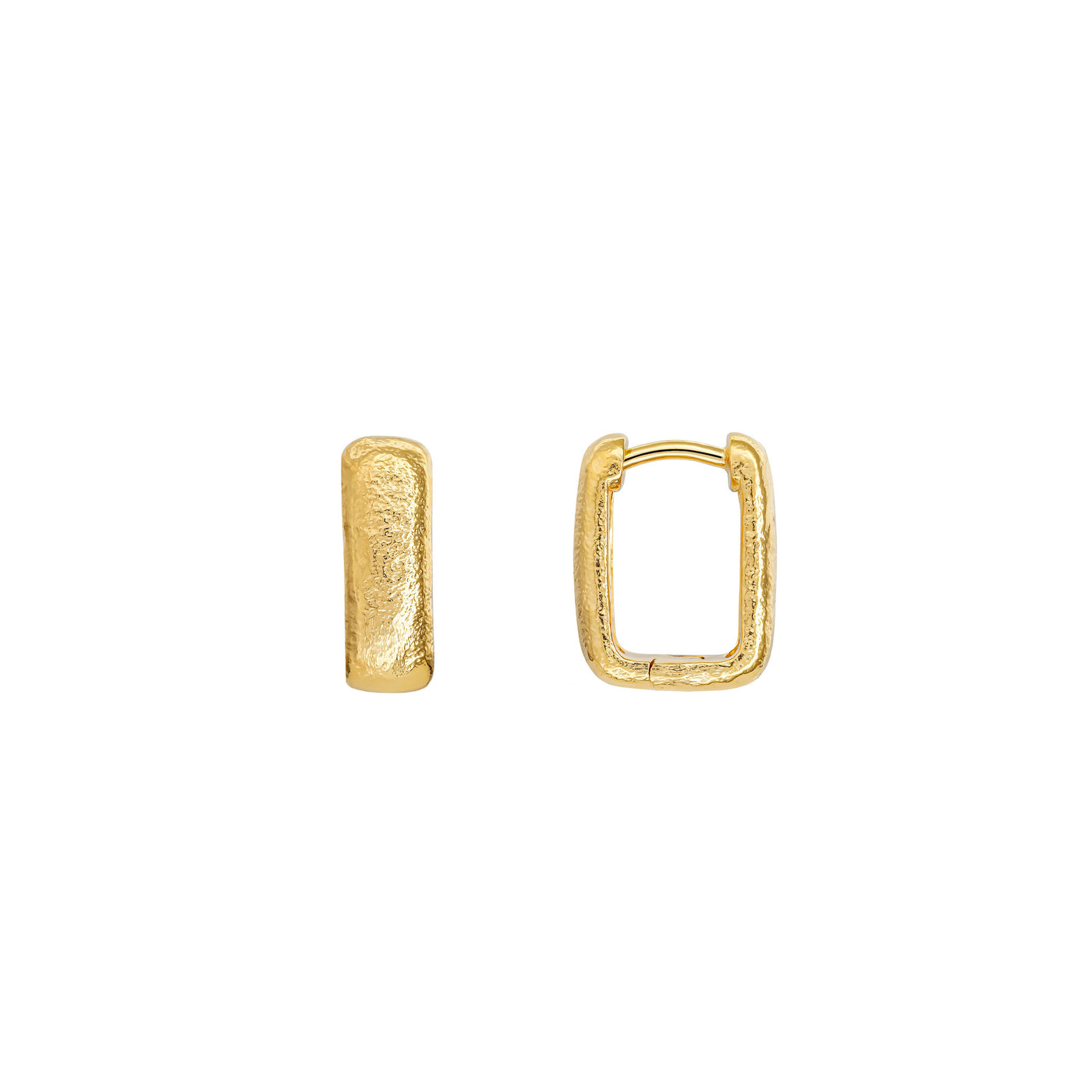 Gold Vermeil Textured Oblong Hoop Earrings
