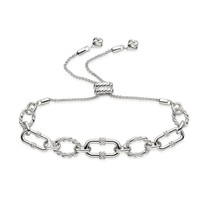 Kit Heath Sterling Silver Rope Link Graduated Toggle Bracelet