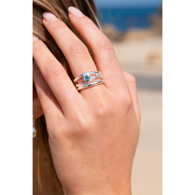 Sea Gems Blue Tides Ripple Ring