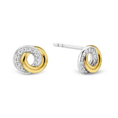 Ti Sento Gold Silver Cubic Zirconia Stud Earrings