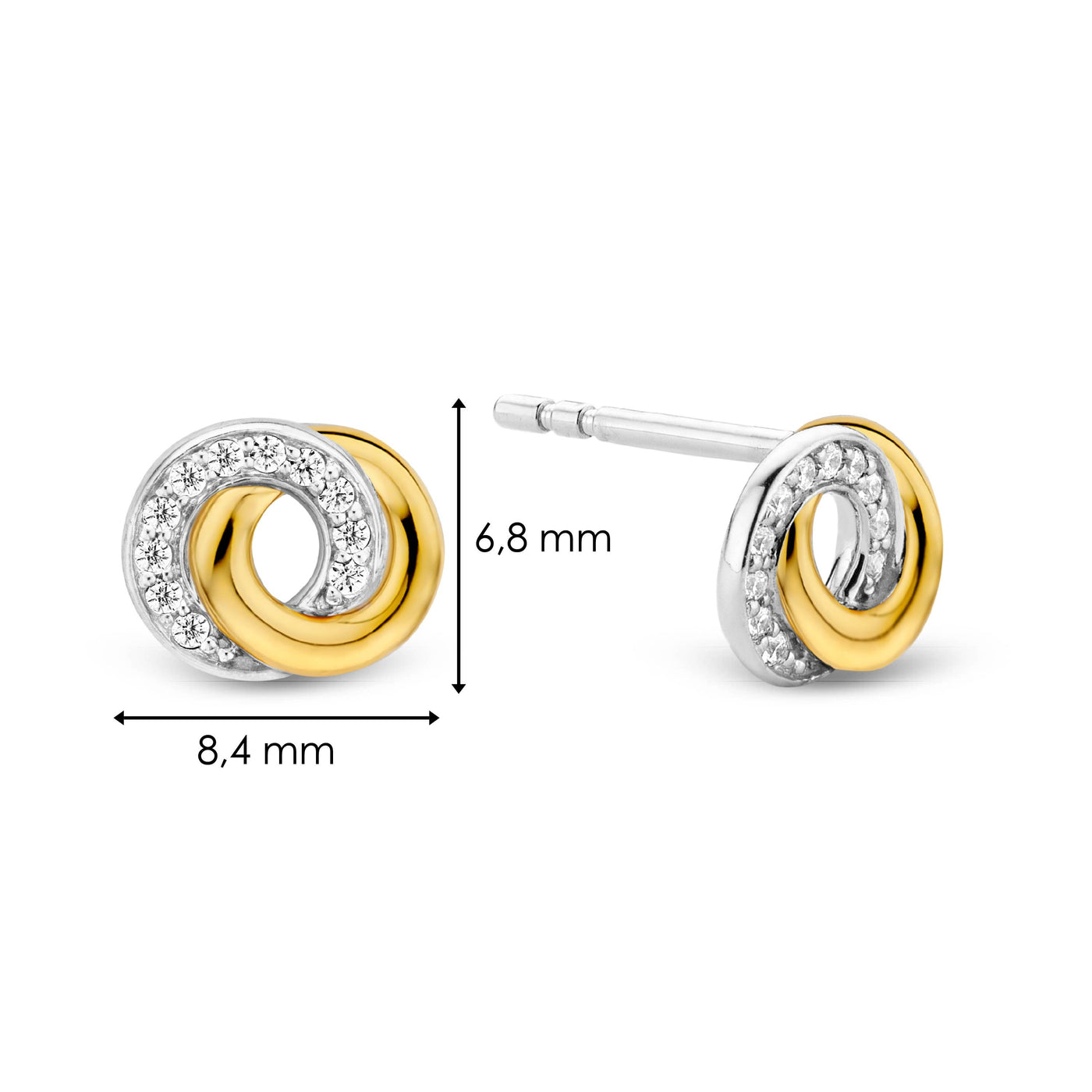 Ti Sento Gold Silver Cubic Zirconia Stud Earrings