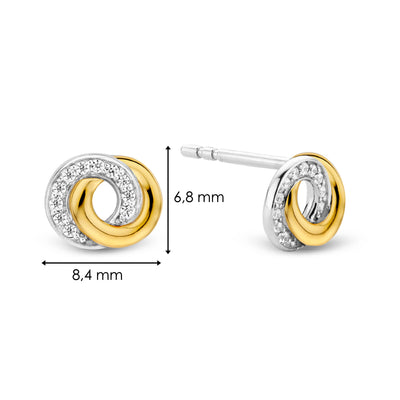 Ti Sento Gold Silver Cubic Zirconia Stud Earrings