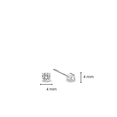 Ti Sento Sterling Silver Brilliant Cut Cubic Zirconia Stud Earrings