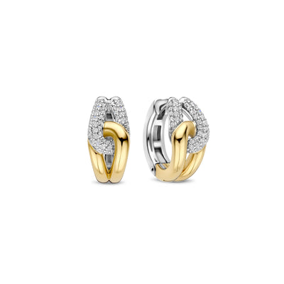 Ti Sento Cubic Zirconia Gold Silver Stud Earrings