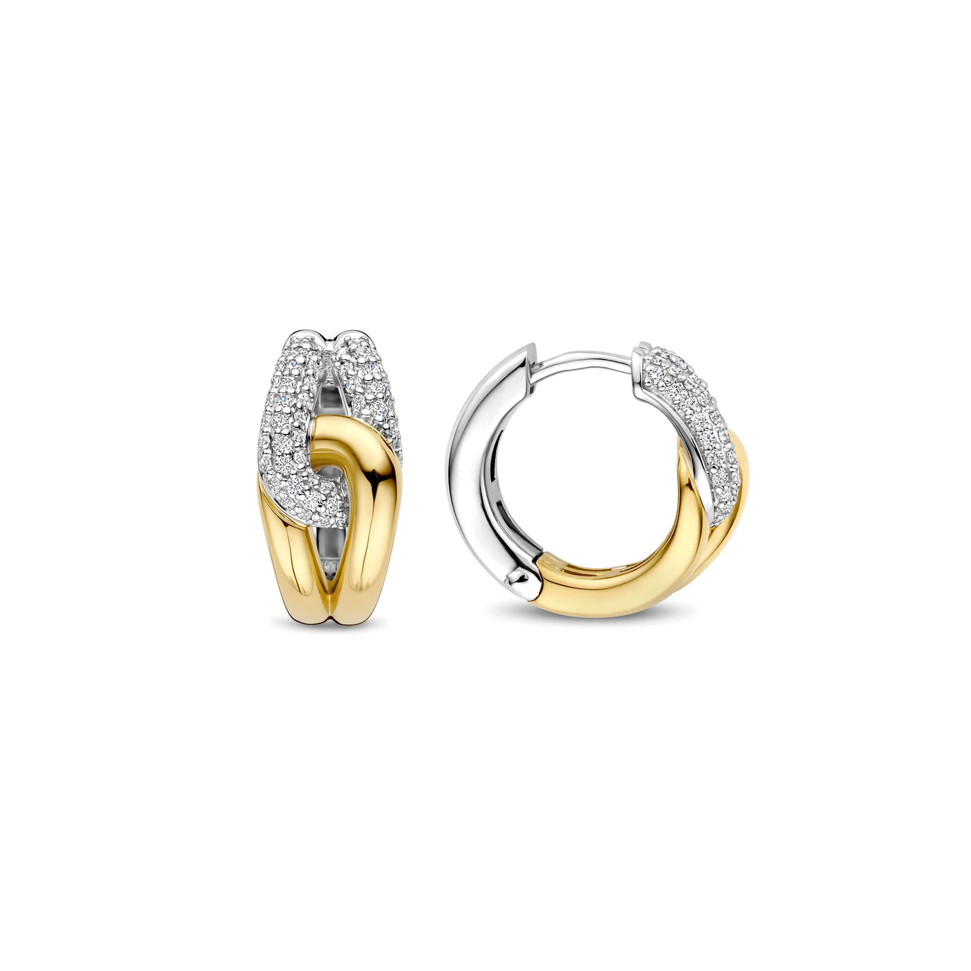 Ti Sento Cubic Zirconia Gold Silver Stud Earrings