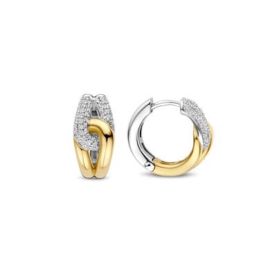 Ti Sento Cubic Zirconia Gold Silver Stud Earrings