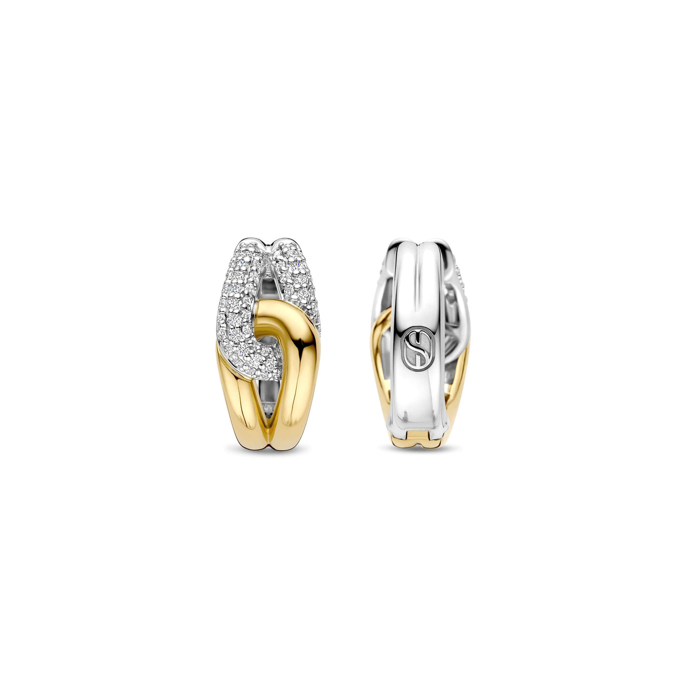 Ti Sento Cubic Zirconia Gold Silver Stud Earrings