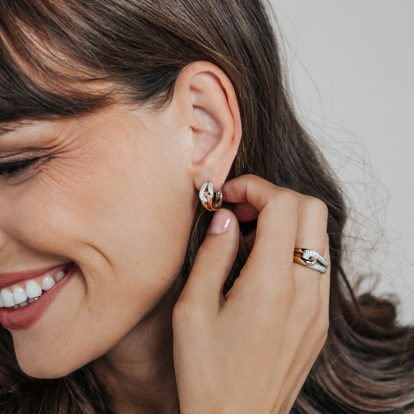 Ti Sento Cubic Zirconia Gold Silver Stud Earrings