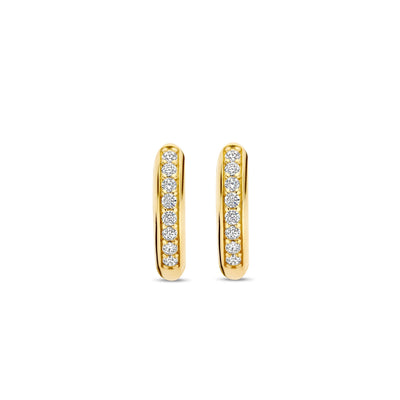 Ti Sento Gold Cubic Zirconia Huggie Hoop Earrings - Rococo Jewellery