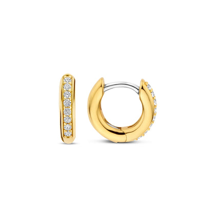 Ti Sento Gold Cubic Zirconia Huggie Hoop Earrings - Rococo Jewellery