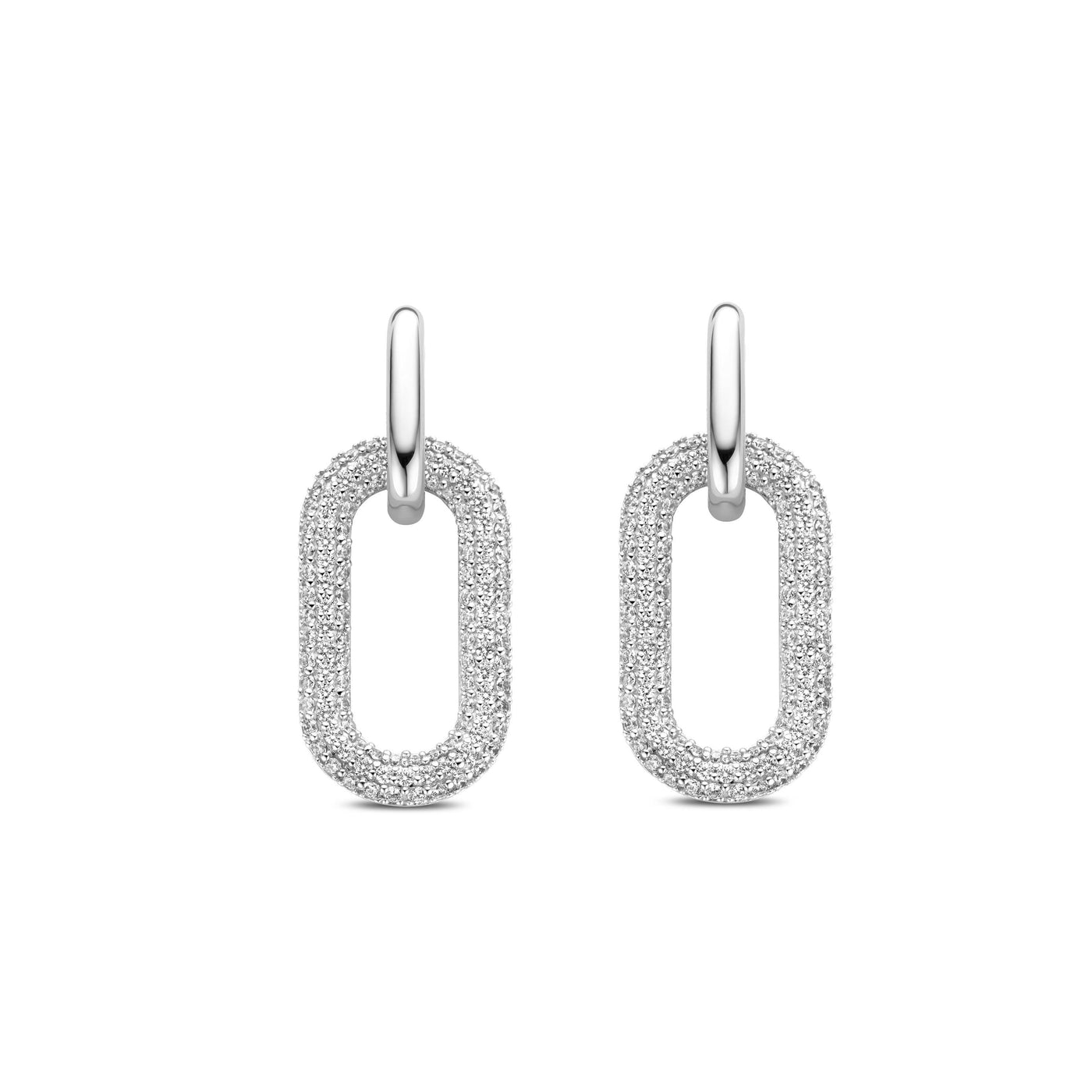 Ti Sento Sterling Silver and Cubic Zirconia Link Earrings - Rococo Jewellery
