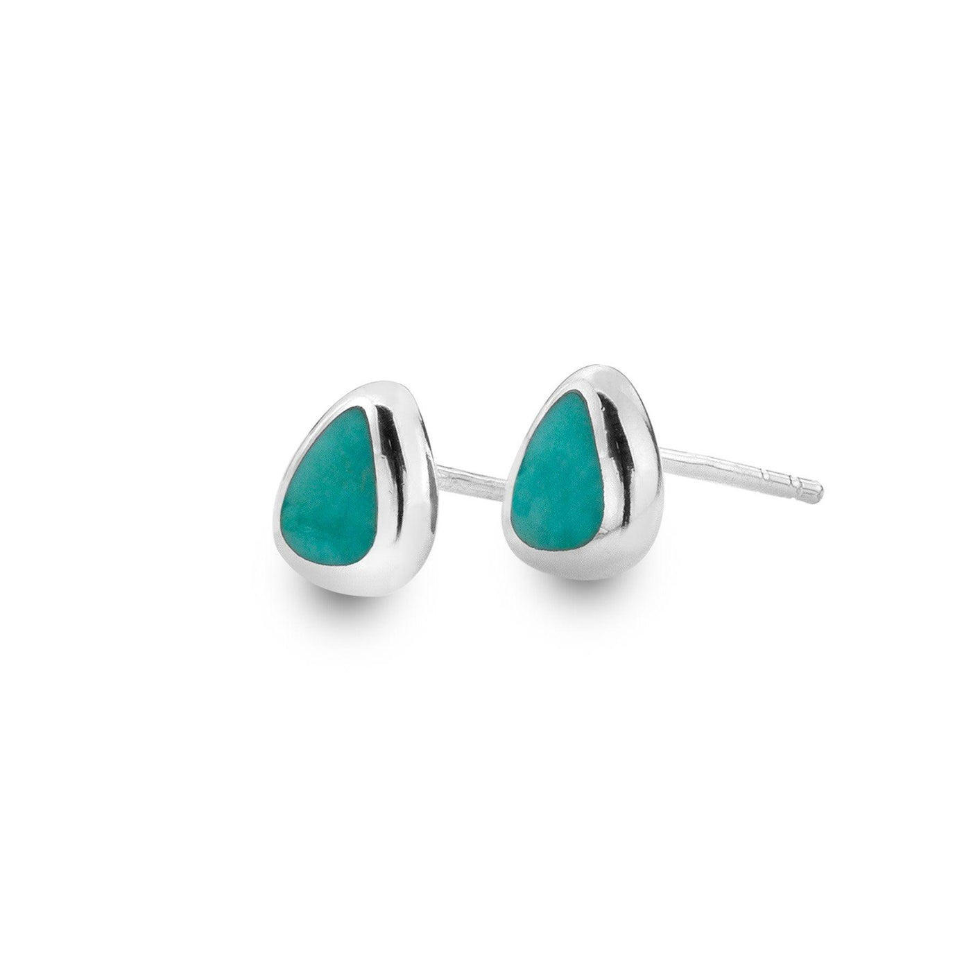 Turquoise Stone Pebble Stud Earrings - Rococo Jewellery