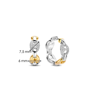 Ti Sento Gold Silver Zirconia Coffee Bean Hoop Earrings