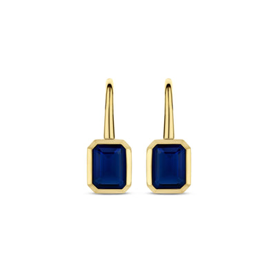 Ti Sento Gold Blue Crystal Earrings - Rococo Jewellery