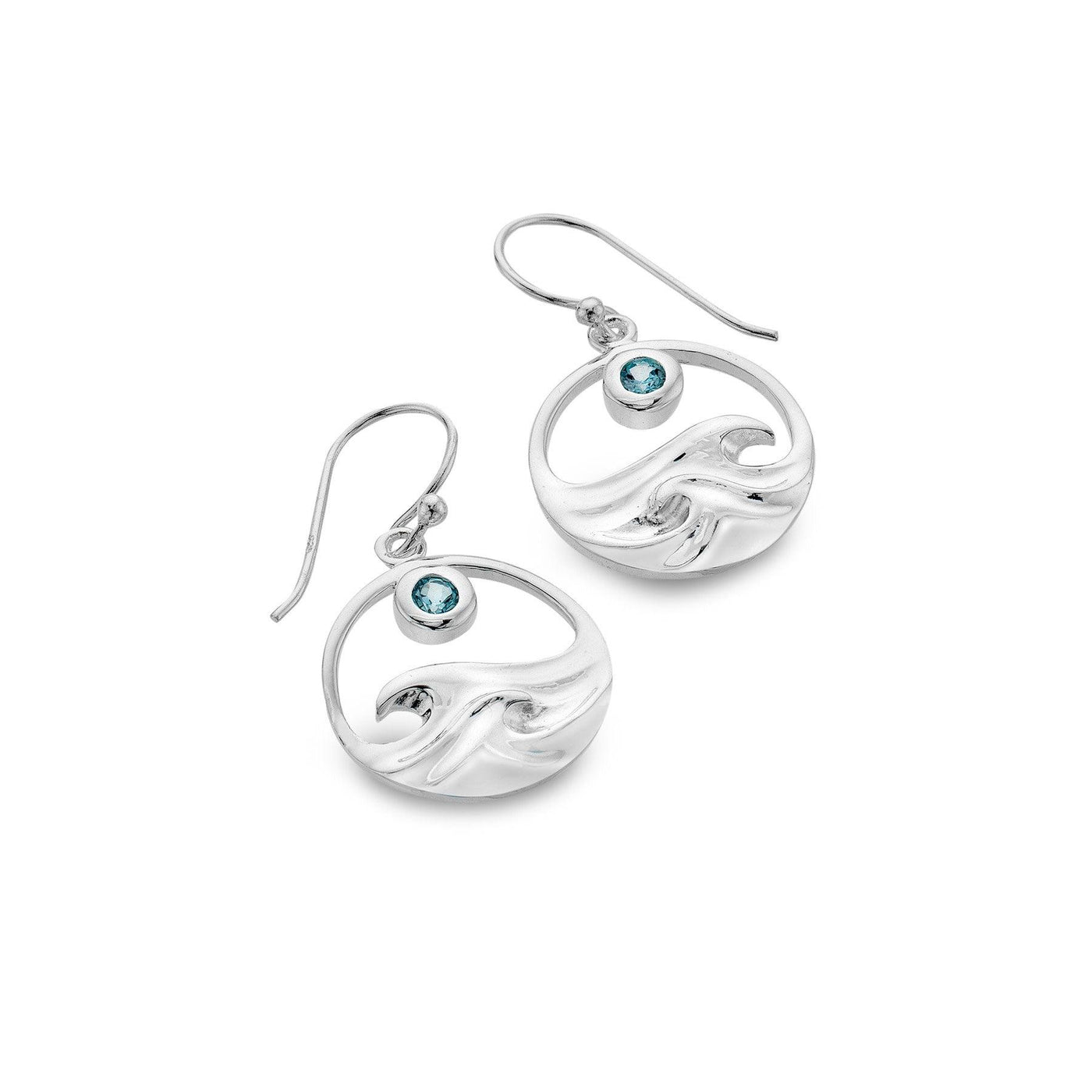 Sea Gems Sterling Silver and Topaz Surf Drop Earrings - Rococo Jewellery