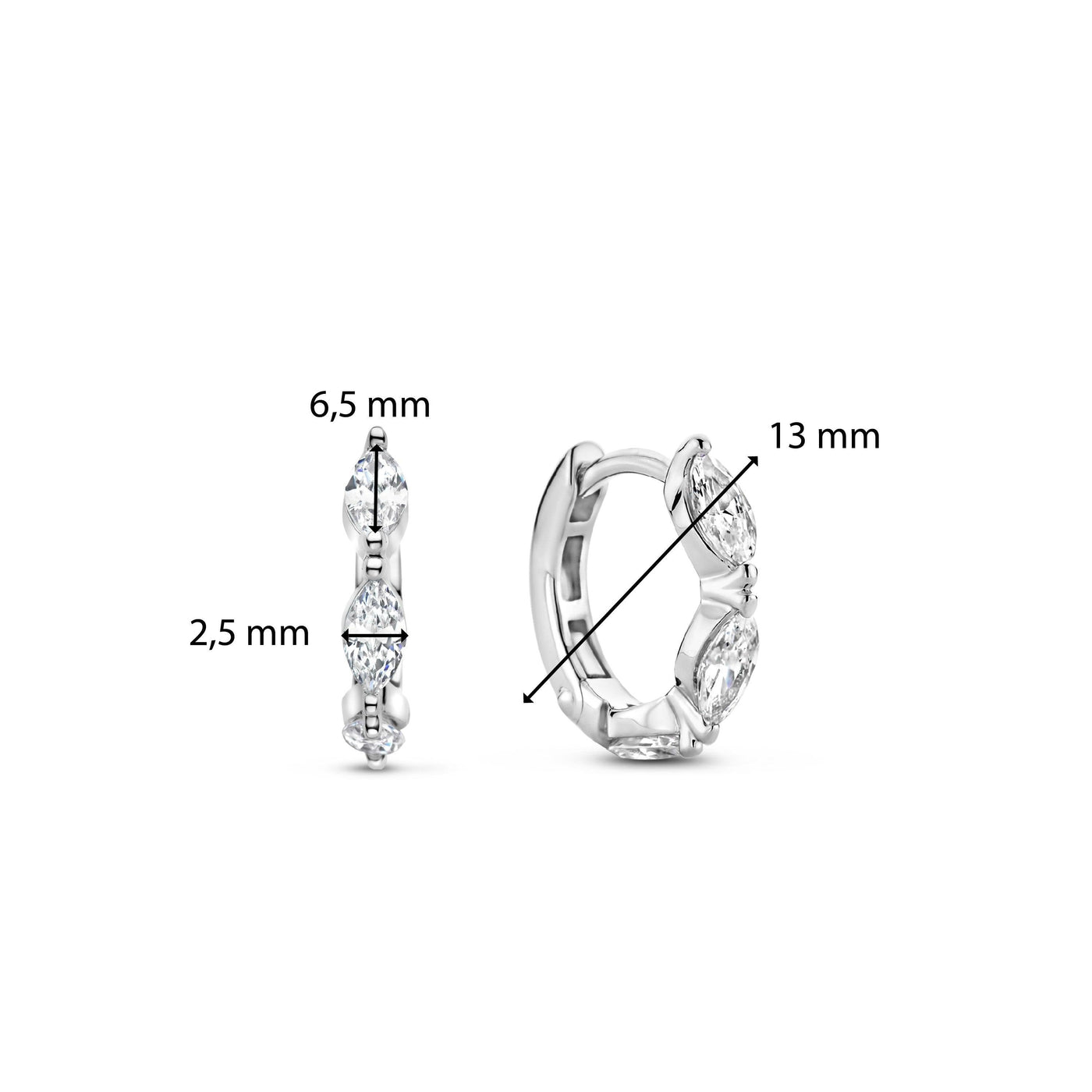Ti Sento Silver and Cubic Zirconia Huggie Earrings - Rococo Jewellery