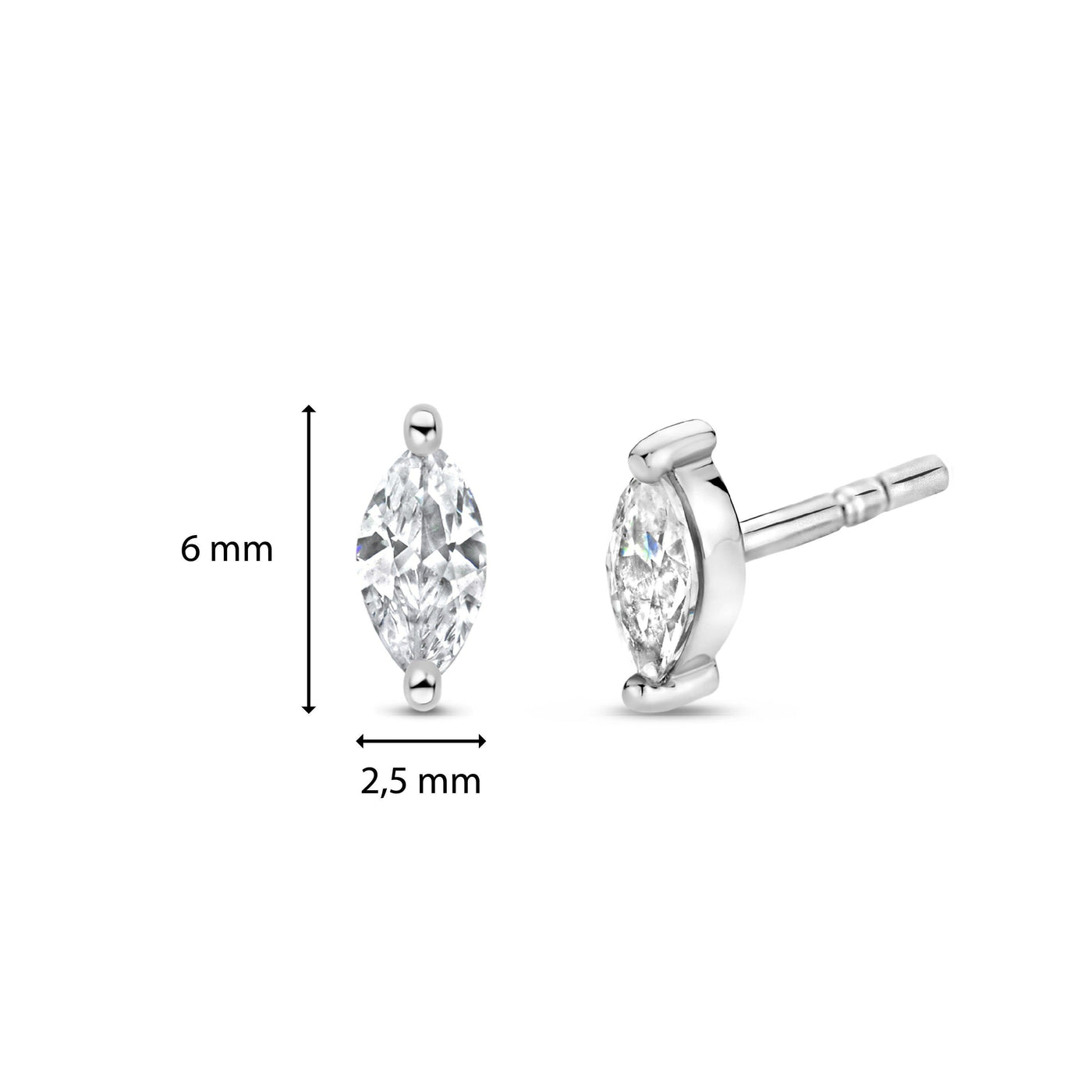 Ti Sento Sterling Silver and Cubic Zirconia Stud Earrings - Rococo Jewellery