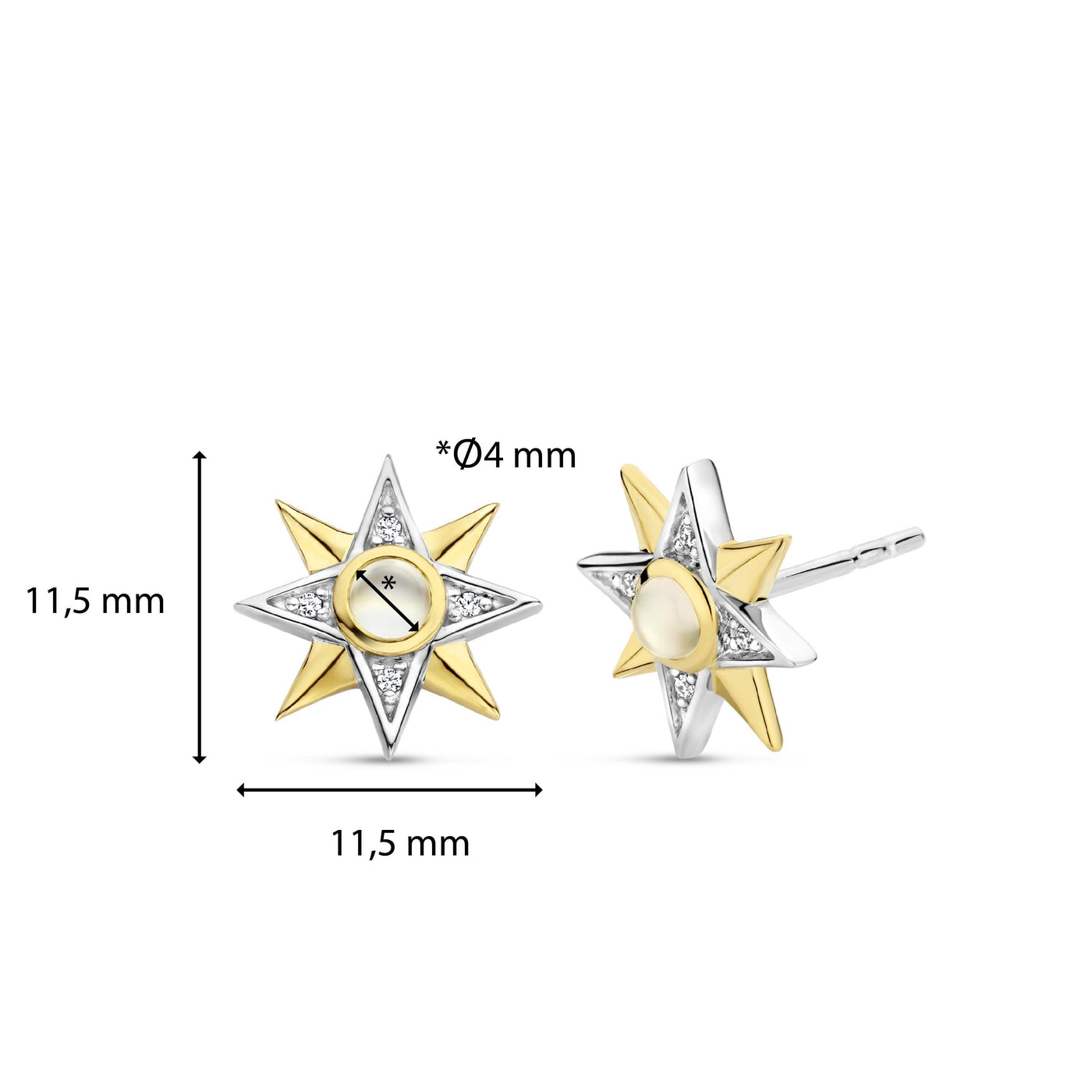 Ti Sento Gold and Silver Star Earrings - Rococo Jewellery