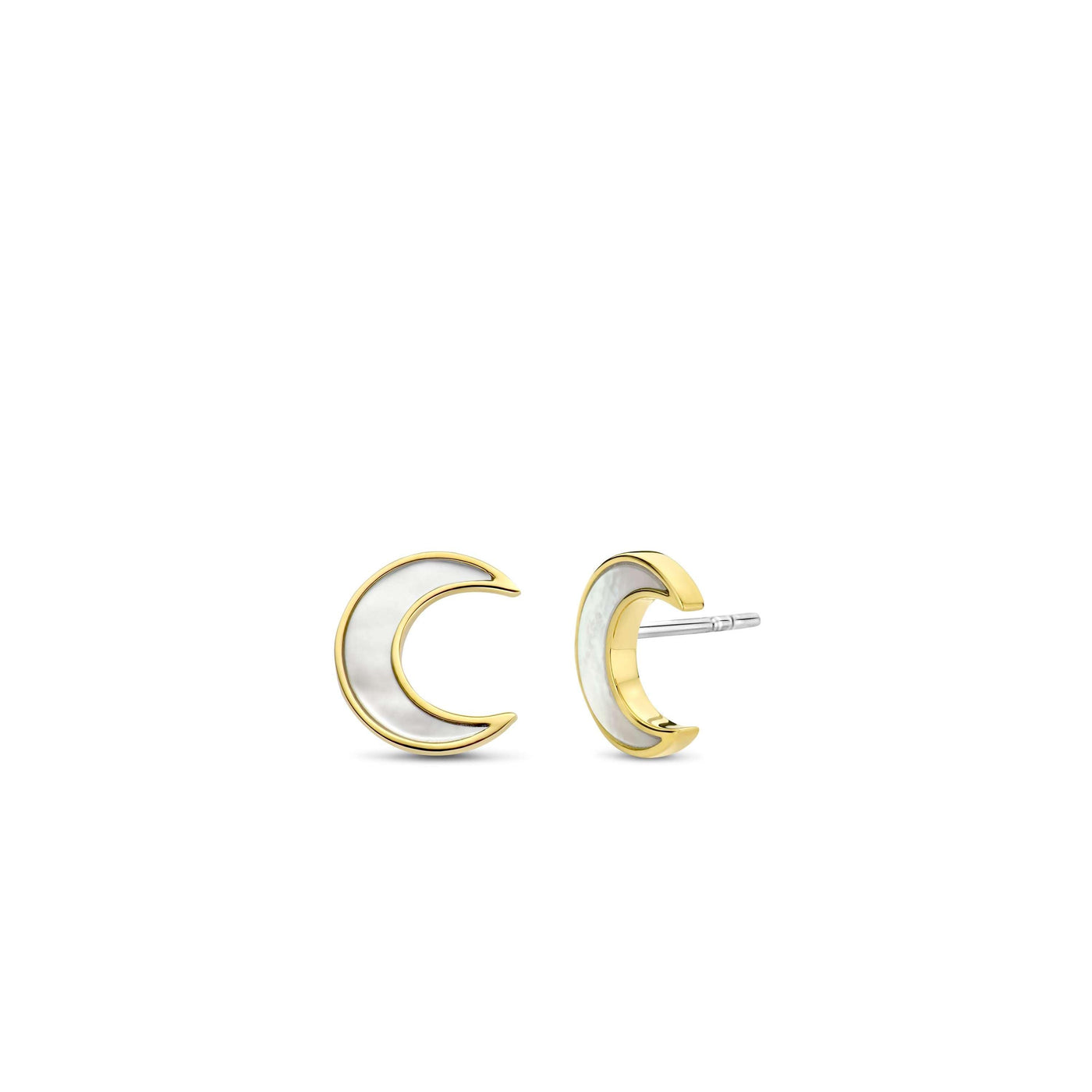 Ti Sento Gold Vermeil Mother of Pearl Moon Stud Earrings - Rococo Jewellery