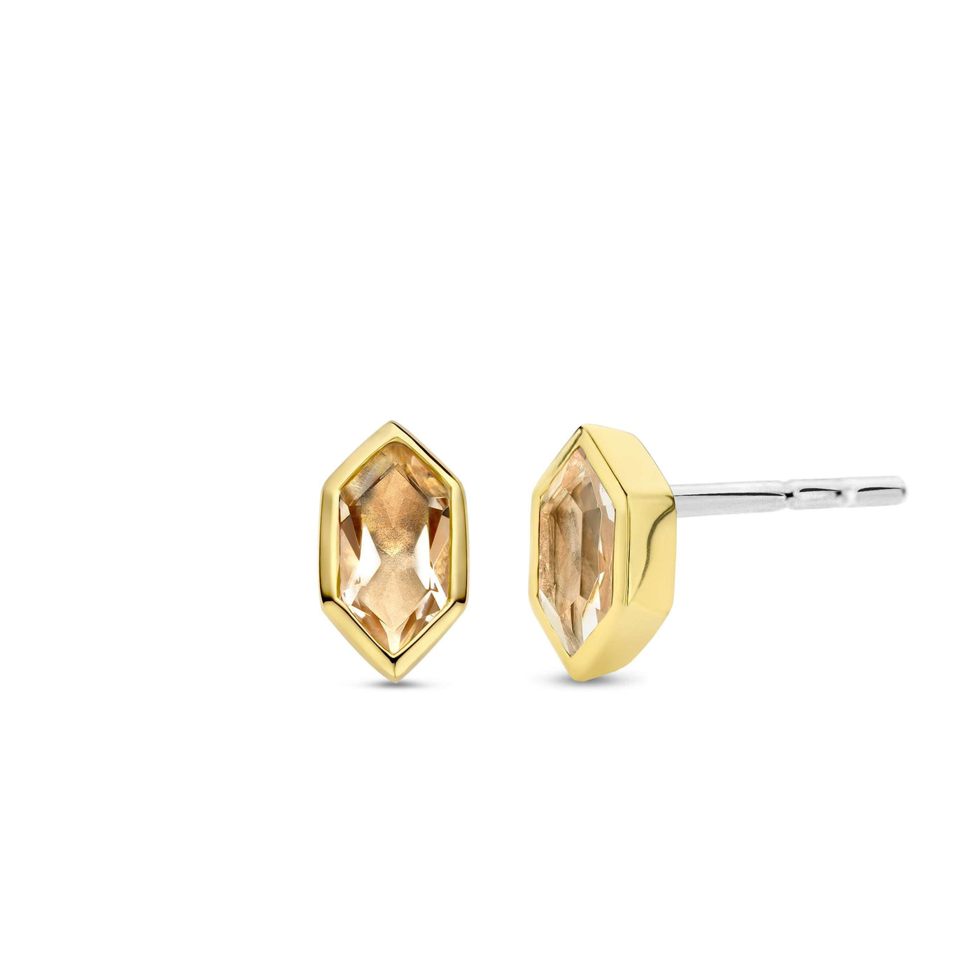 Ti Sento Gold Vermeil and Pink Stone Stud Earrings - Rococo Jewellery