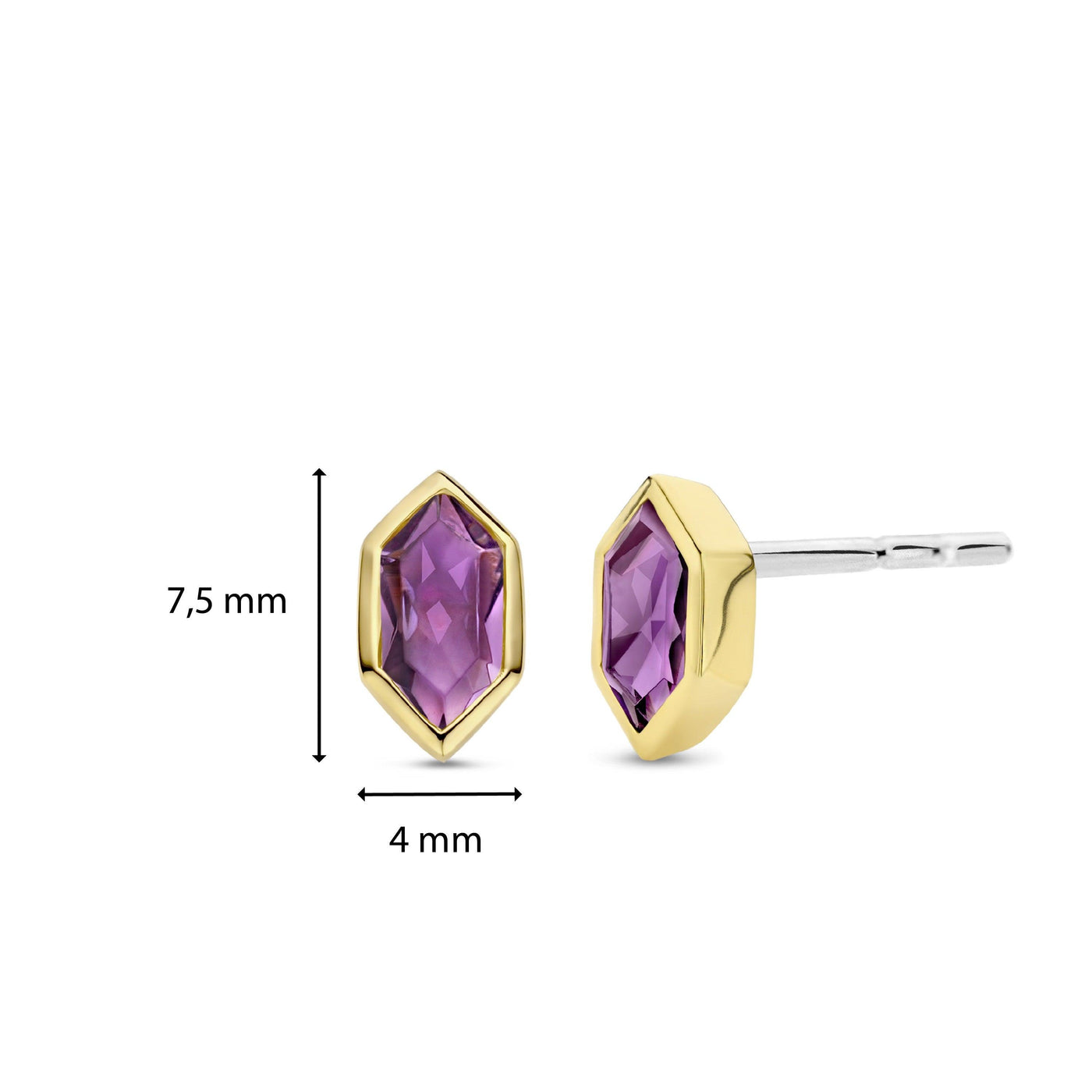 Ti Sento Gold Vermeil and Amethyst Purple Stud Earrings - Rococo Jewellery