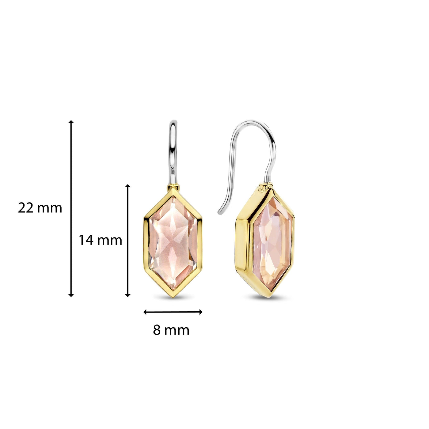 Ti Sento Gold Vermeil and Pink Stone Drop Earrings - Rococo Jewellery