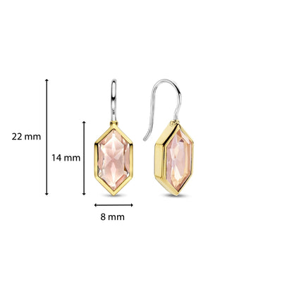 Ti Sento Gold Vermeil and Pink Stone Drop Earrings - Rococo Jewellery