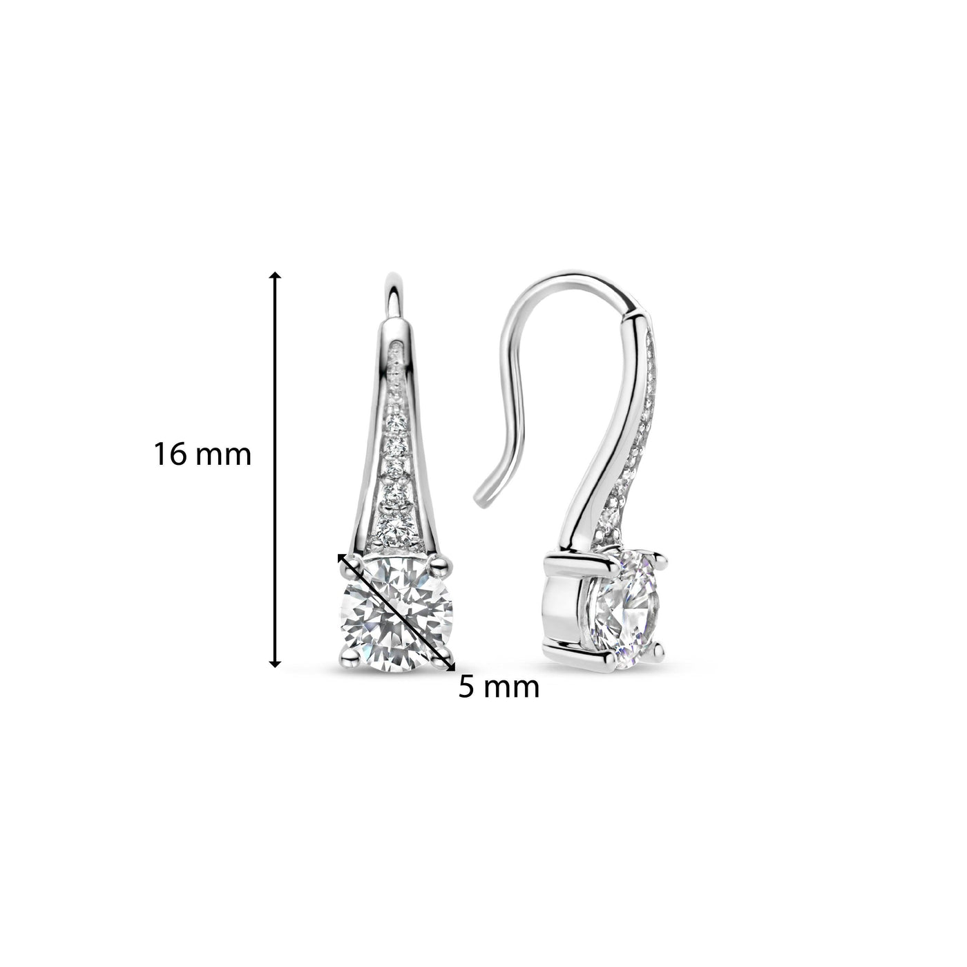 Ti Sento Sterling Silver and Cubic Zirconia Drop Earrings - Rococo Jewellery