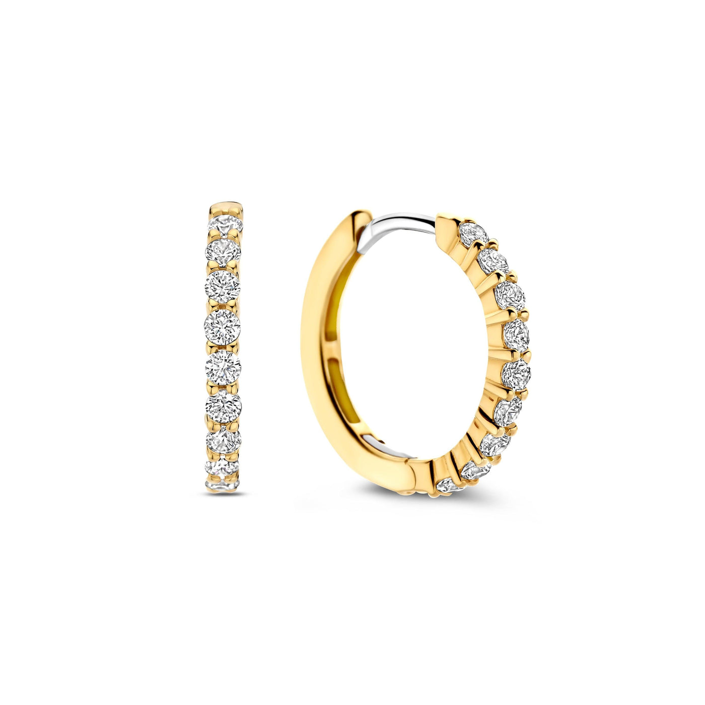 Ti Sento Gold Cubic Zirconia Medium Hoop Earrings - Rococo Jewellery
