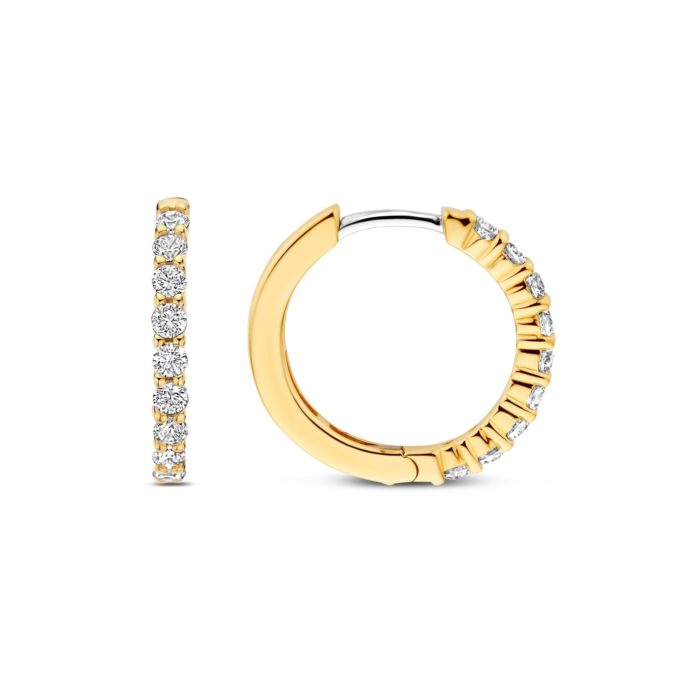 Ti Sento Gold Cubic Zirconia Medium Hoop Earrings - Rococo Jewellery