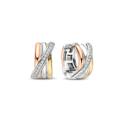 Ti Sento Tricolour Cubic Zirconia Hoop Earrings