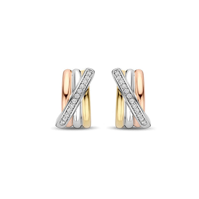 Ti Sento Tricolour Cubic Zirconia Hoop Earrings