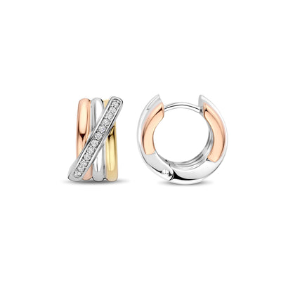 Ti Sento Tricolour Cubic Zirconia Hoop Earrings