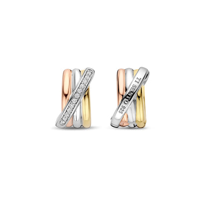 Ti Sento Tricolour Cubic Zirconia Hoop Earrings