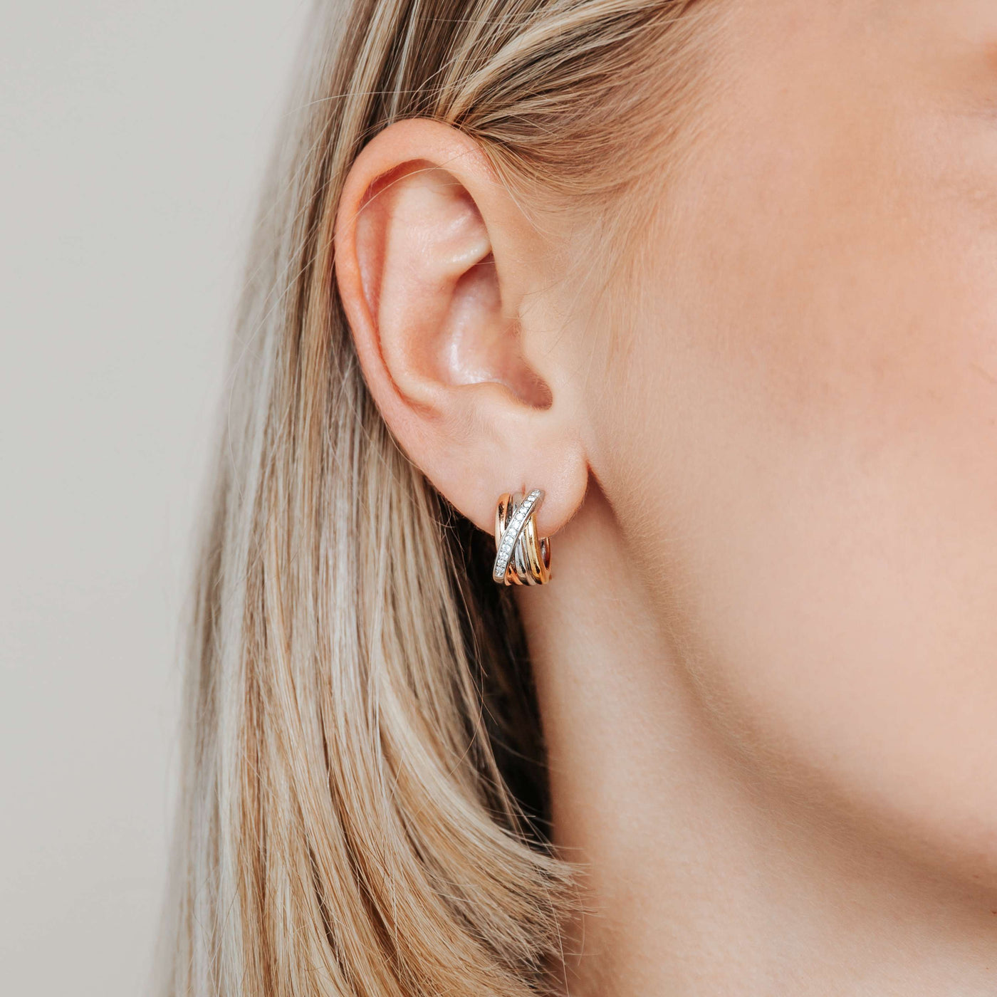 Ti Sento Tricolour Cubic Zirconia Hoop Earrings