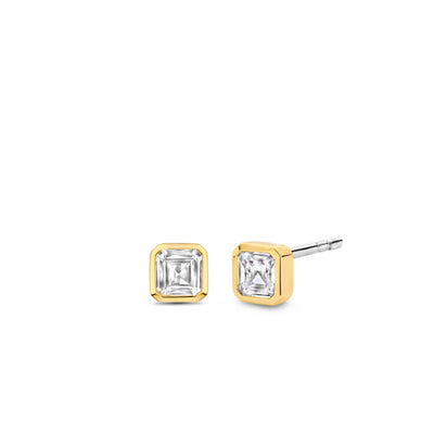 Ti Sento Gold Cubic Zirconia Stud Earrings - Rococo Jewellery