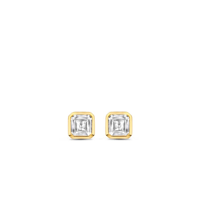 Ti Sento Gold Cubic Zirconia Stud Earrings - Rococo Jewellery