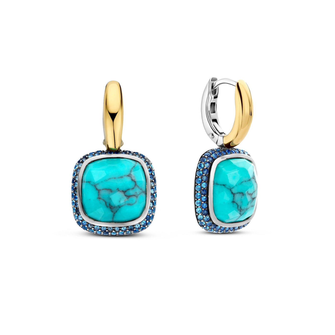 Ti Sento Gold Turquoise Earrings - Rococo Jewellery