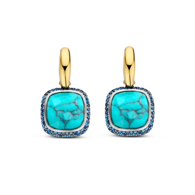 Ti Sento Gold Turquoise Earrings - Rococo Jewellery