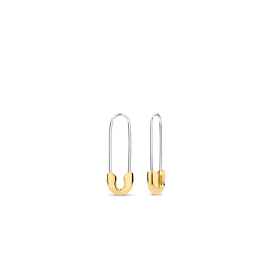 Ti Sento Gold Silver Safety Pin Drop Earrings