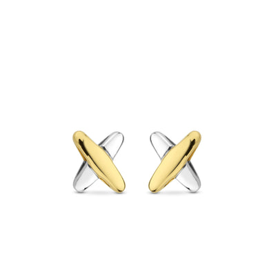 Ti Sento Gold Silver Cross Stud Earrings