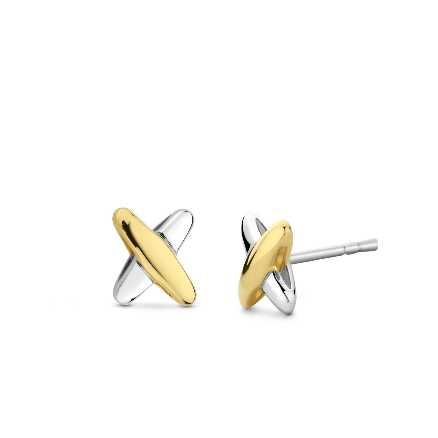 Ti Sento Gold Silver Cross Stud Earrings