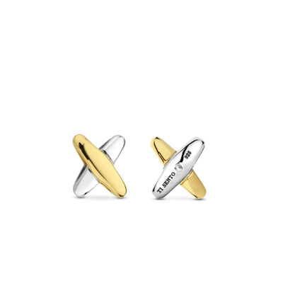 Ti Sento Gold Silver Cross Stud Earrings