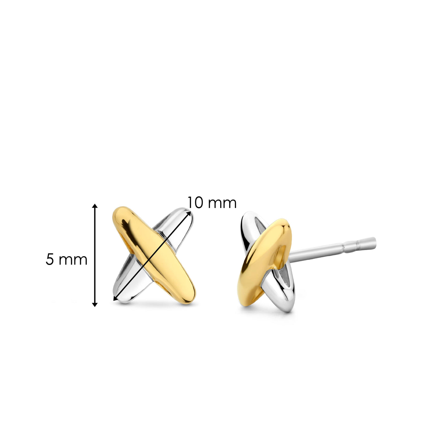 Ti Sento Gold Silver Cross Stud Earrings