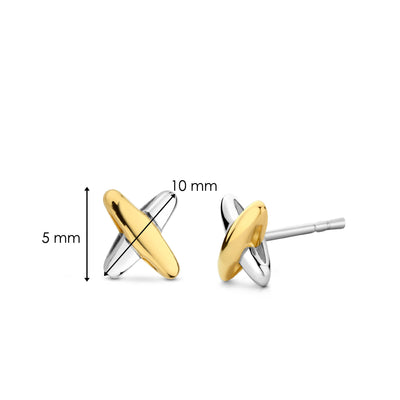 Ti Sento Gold Silver Cross Stud Earrings