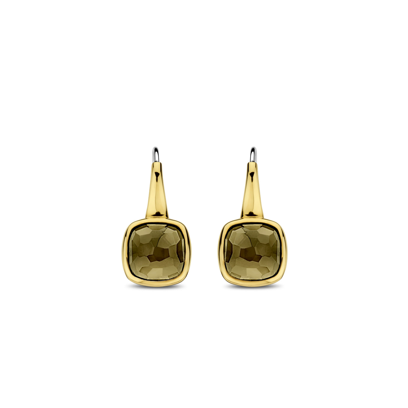 Ti Sento Gold Green Stone Drop Earrings